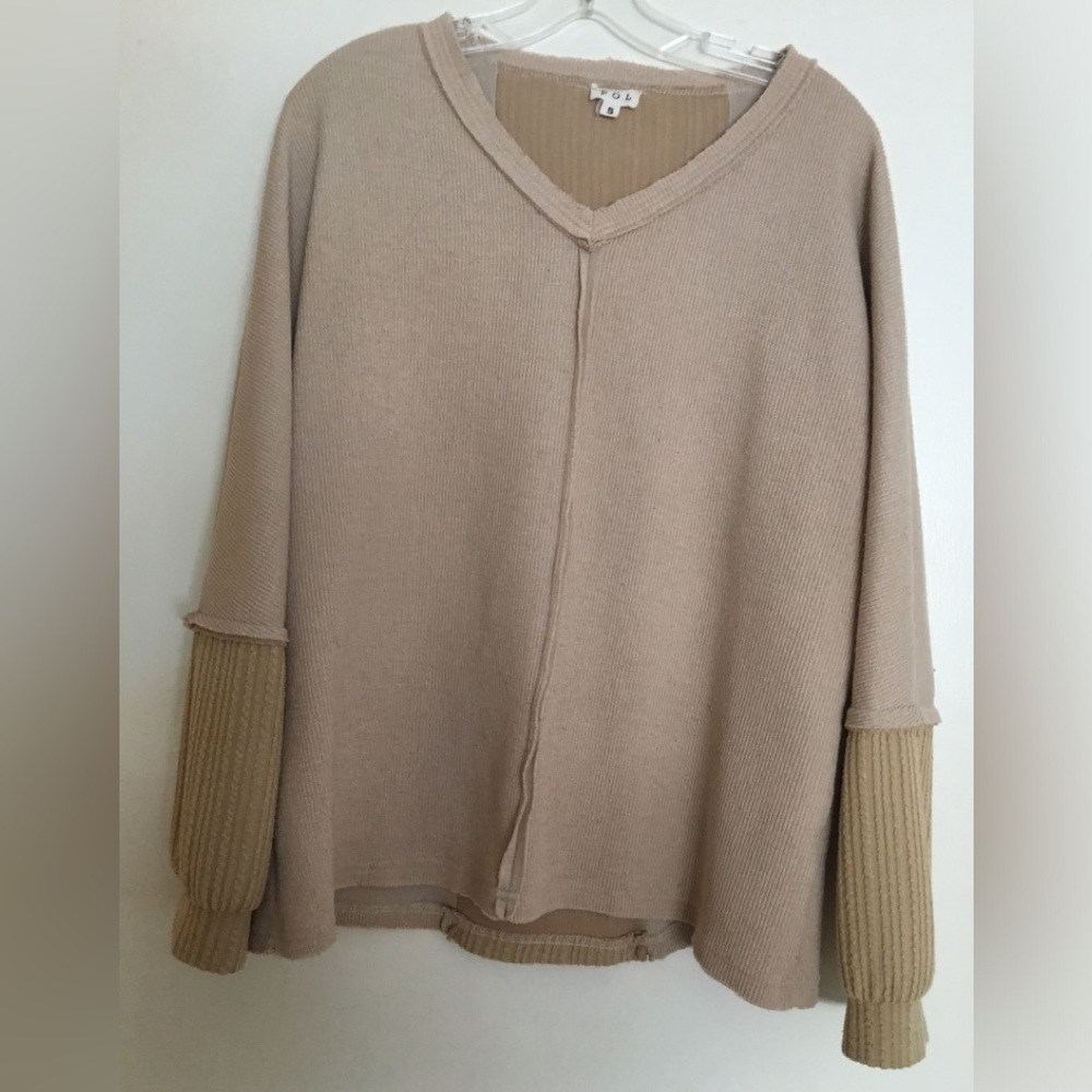 POL Sweater, Size Small, Tan Top